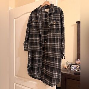 Plaid Longline Shirt Jacket